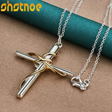 925 Silver Cross Pendant Necklace 16-30 Inch Chain Women Wedding Gift