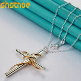 925 Silver Cross Pendant Necklace 16-30 Inch Chain Women Wedding Gift