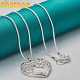 925 Silver 16-30 Inch Chain Heart Love Pendant Necklace