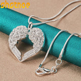925 Silver 16-30 Inch Chain Heart Love Pendant Necklace