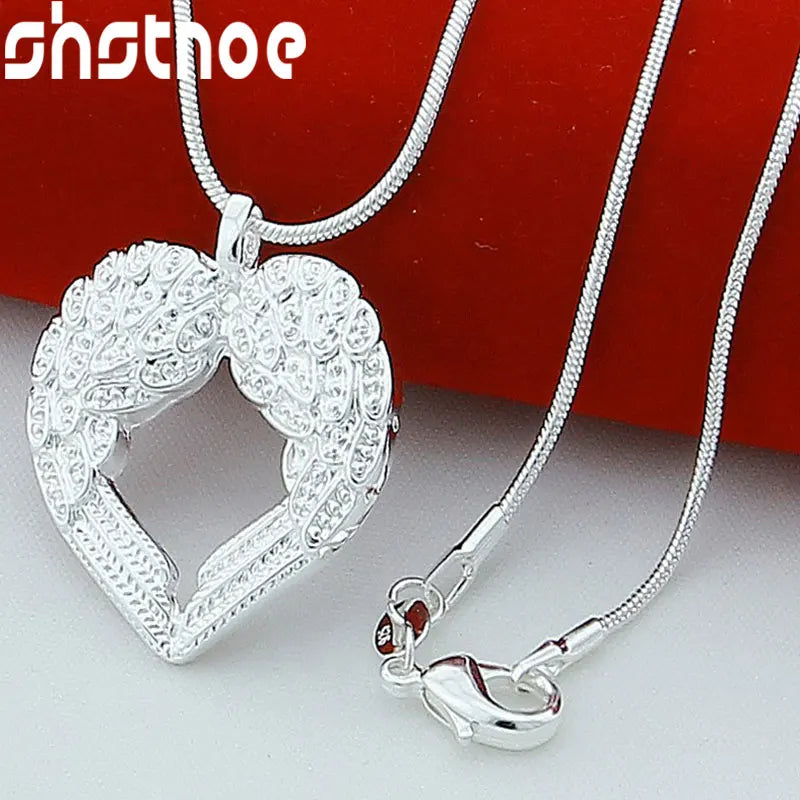 925 Silver 16-30 Inch Chain Heart Love Pendant Necklace