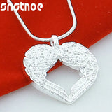 925 Silver 16-30 Inch Chain Heart Love Pendant Necklace