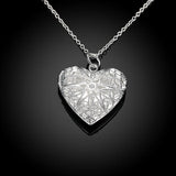925 Silver Heart Photo Frame Pendant Necklace Wedding Engagement Gift