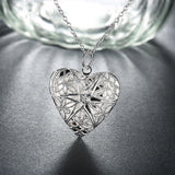 925 Silver Heart Photo Frame Pendant Necklace Wedding Engagement Gift