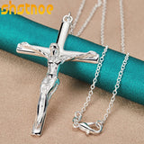 925 Silver Jesus Cross Pendant Necklace Women Gift Charm Jewelry