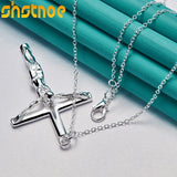 925 Silver Jesus Cross Pendant Necklace Women Gift Charm Jewelry