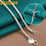 925 Silver Jesus Cross Pendant Necklace Women Gift Charm Jewelry
