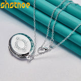 925 Silver Oval Round Photo Frame Pendant Necklace Wedding Charm Jewelry