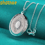 925 Silver Oval Round Photo Frame Pendant Necklace Wedding Charm Jewelry