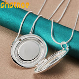 925 Silver Oval Round Photo Frame Pendant Necklace Wedding Charm Jewelry