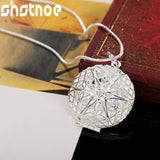 925 Silver Round Photo Frame Pendant Necklace 16-30 Inches Chain