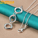 925 Silver 16-30 Inch Chain Three Circle Pendant Necklace For Women