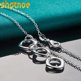 925 Silver 16-30 Inch Chain Three Circle Pendant Necklace For Women