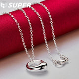 925 Silver Water Droplets Pendant Necklace Wedding Jewelry
