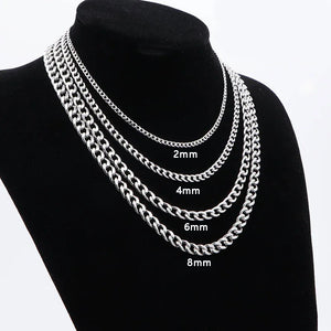 925 Sterling Silver Full Side Chain Necklace 16-30 Inches Men Women
