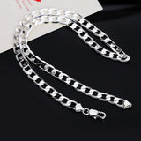 925 Sterling Silver Full Side Chain Necklace 16-30 Inches Men Women