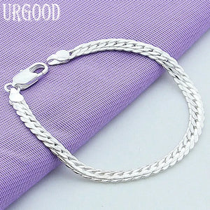 925 Silver 6mm Chain Bracelet for Women Men Party Wedding