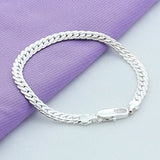 925 Silver 6mm Chain Bracelet for Women Men Party Wedding