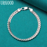 925 Silver 6mm Chain Bracelet for Women Men Party Wedding