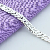 925 Silver 6mm Chain Bracelet for Women Men Party Wedding