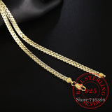 925 Silver 18/20/22/24 Inch 18k 6mm Sideways Chain Necklace Jewelry Gift