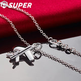 925 Silver Aircraft Plane Pendant Necklace Wedding Charm