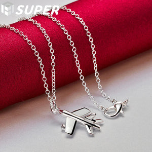 925 Silver Aircraft Plane Pendant Necklace Wedding Charm