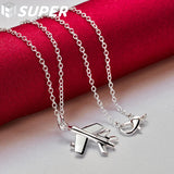 925 Silver Aircraft Plane Pendant Necklace Wedding Charm