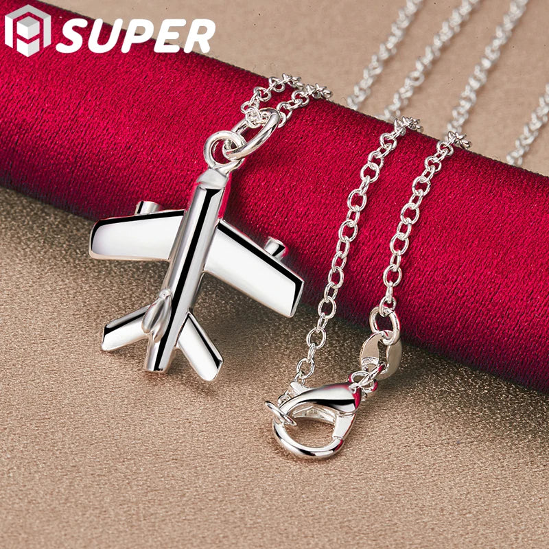 925 Silver Aircraft Plane Pendant Necklace Wedding Charm