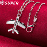 925 Silver Aircraft Plane Pendant Necklace Wedding Charm