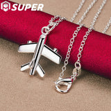 925 Silver Aircraft Plane Pendant Necklace Wedding Charm