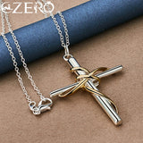 925 Silver Cross Pendant Necklace Chain 18-30 Inch Wedding Fine Jewelry