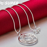 925 Silver Snake Chain Roman Numerals Pendant Necklace