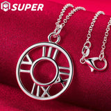925 Silver Snake Chain Roman Numerals Pendant Necklace