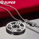 925 Silver Snake Chain Roman Numerals Pendant Necklace