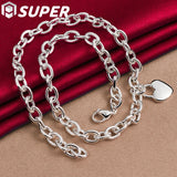 Sterling Silver Heart Lock Pendant Necklace 18 Inch Chain