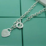 925 Sterling Silver Heart Pendant 18-Inch Chain Women Wedding Jewelry