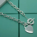 925 Sterling Silver Heart Pendant 18-Inch Chain Women Wedding Jewelry