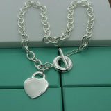 925 Sterling Silver Heart Pendant 18-Inch Chain Women Wedding Jewelry