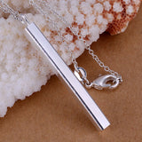 925 Sterling Silver Cross Chain Column Necklace Earring Set