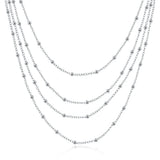 925 Sterling Silver Multi-Chain Beads Necklace for Woman