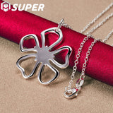 925 Silver Snake Chain Flower Pendant Necklace Wedding Jewelry