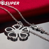 925 Silver Snake Chain Flower Pendant Necklace Wedding Jewelry