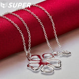 925 Silver Snake Chain Flower Pendant Necklace Wedding Jewelry