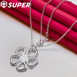 925 Silver Snake Chain Flower Pendant Necklace Wedding Jewelry