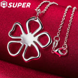 925 Silver Snake Chain Flower Pendant Necklace Wedding Jewelry