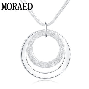 925 Silver Snake Chain Frosted Pendant Necklace 18" Women Wedding Party Jewelry