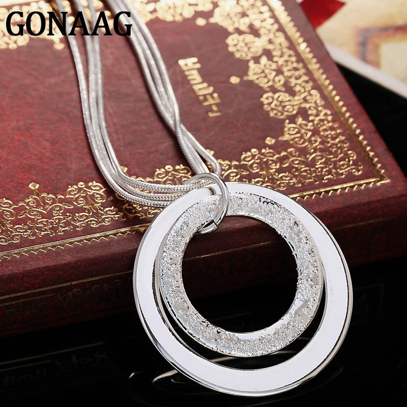 925 Silver Snake Chain Pendant Necklace Frosted Charm Jewelry
