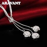 925 Silver 18" Rose Flower Necklace Chains For Women Party Jewelry