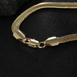 925 Silver 18K 6mm Snake Bone Chain Bracelet Women Wedding Party Jewelry